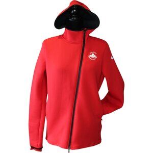 Nike Therma-Fit CANADA Jacket Medium Thumbholes Red Zipper Front Pockets d224